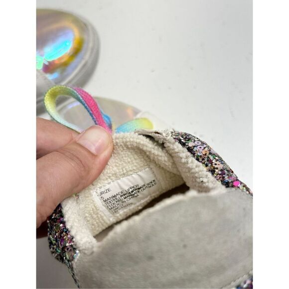Steve Madden Girls Sneakers Jrize Sz 5 Multicolor Sequin Detailed Lace Up Style - Picture 10 of 11